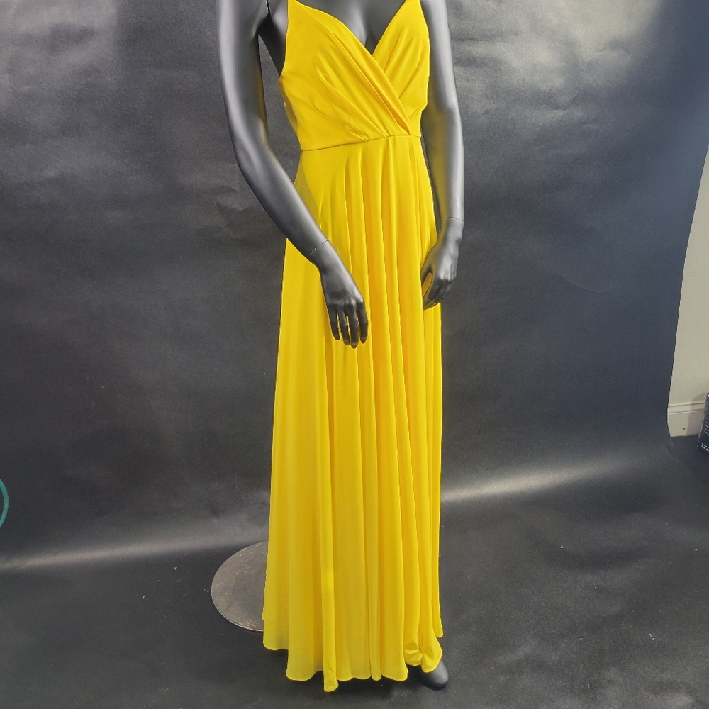 Beautiful spaghetti strap canary yellow formal dress